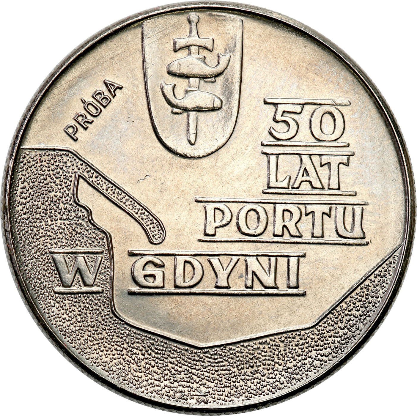 PRL. PRÓBA Nikiel 10 złotych 1972 – 50 lat Portu w Gdyni